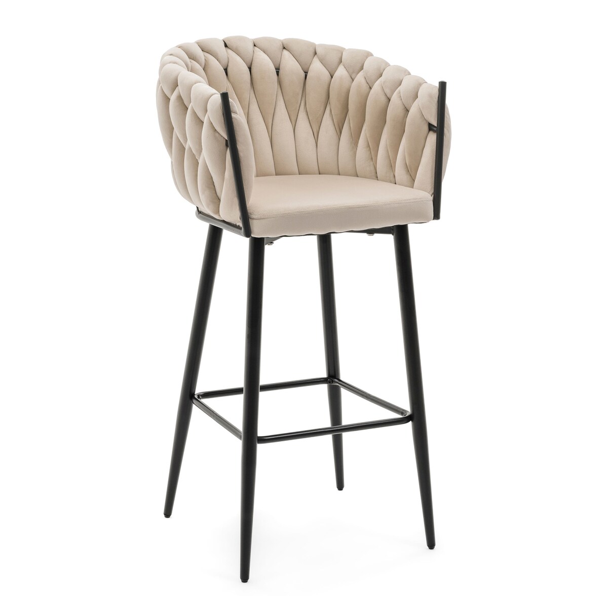 Hoker tapicerowany welurowy pleciony do salonu jadalni barowy glamour LATINA