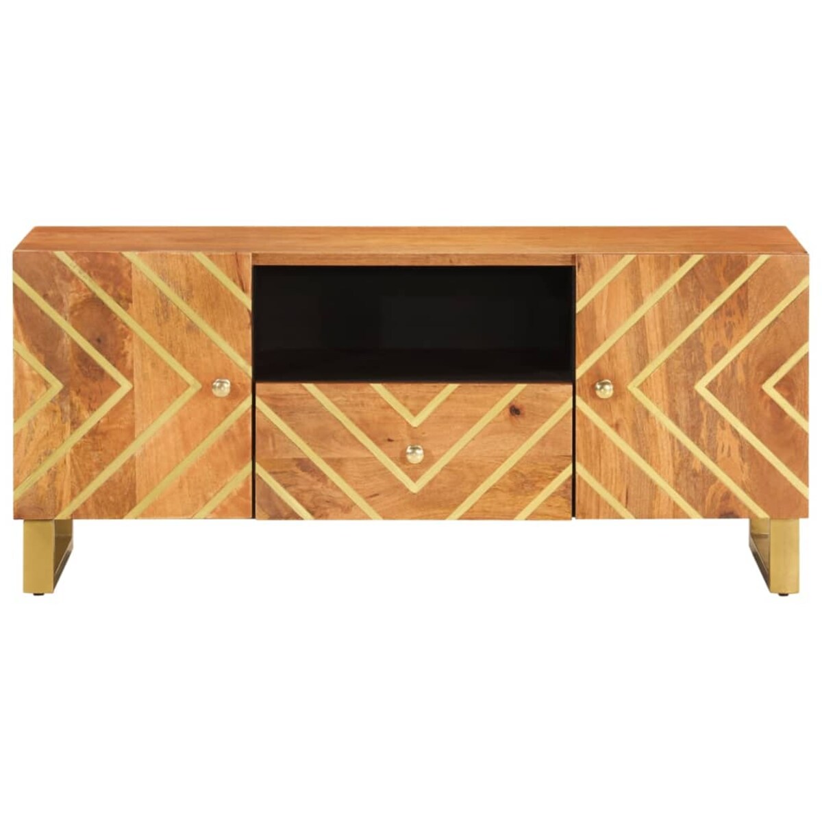 vidaXL Szafka pod TV, brązowo-czarna 105x33,5x46 cm, lite drewno mango
