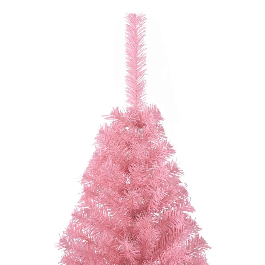 vidaXL Sztuczna choinka połówka ze stojakiem, różowa, 150 cm, PVC