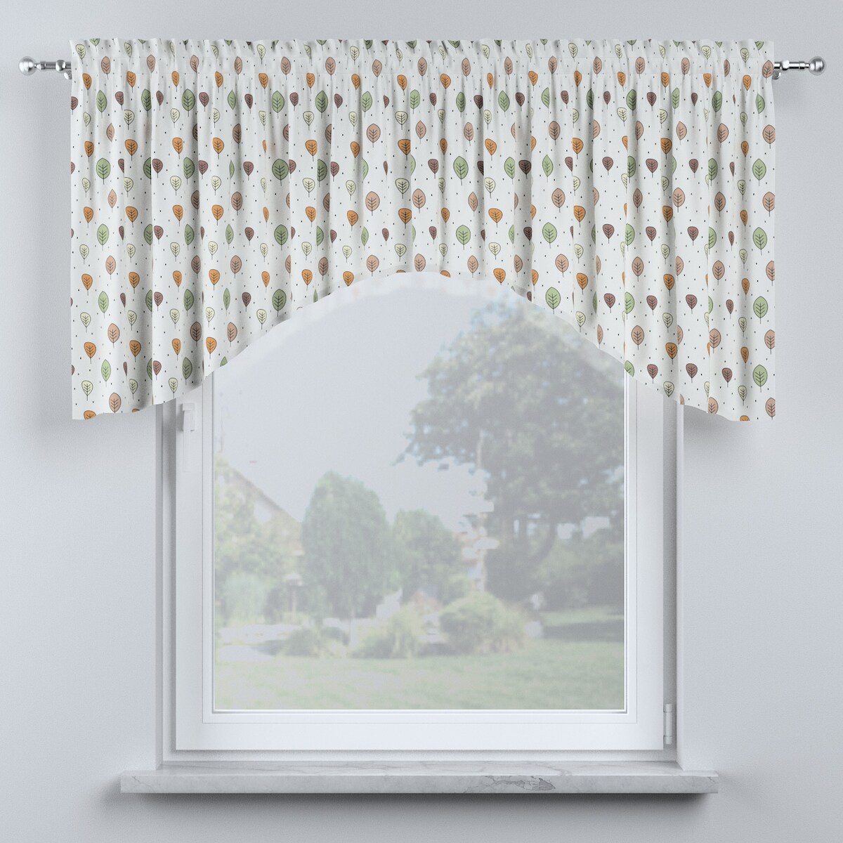 Lambrekin łuk 150x75 ecru-brązowy