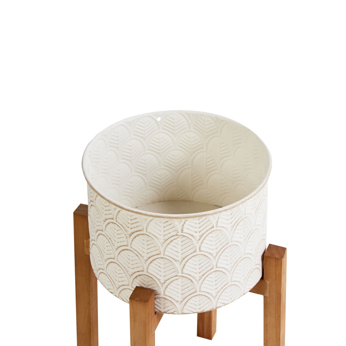 Doniczka na nóżkach ROSEE Metal 20 cm Złamana biel