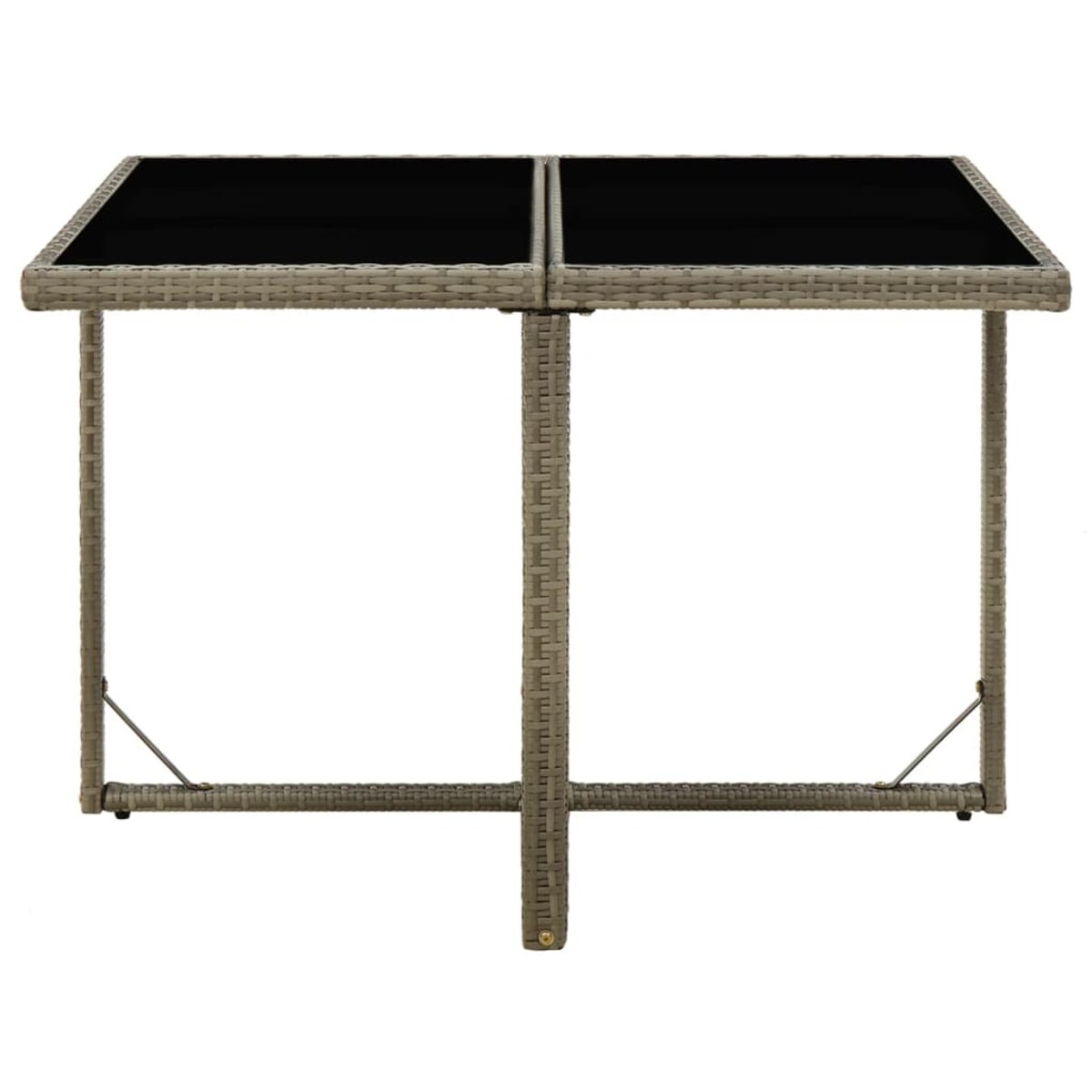 vidaXL Stół ogrodowy, szary, 109x107x74 cm, polirattan i szkło