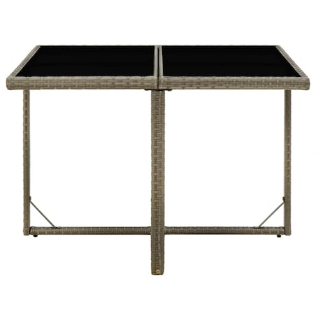 vidaXL Stół ogrodowy, szary, 109x107x74 cm, polirattan i szkło