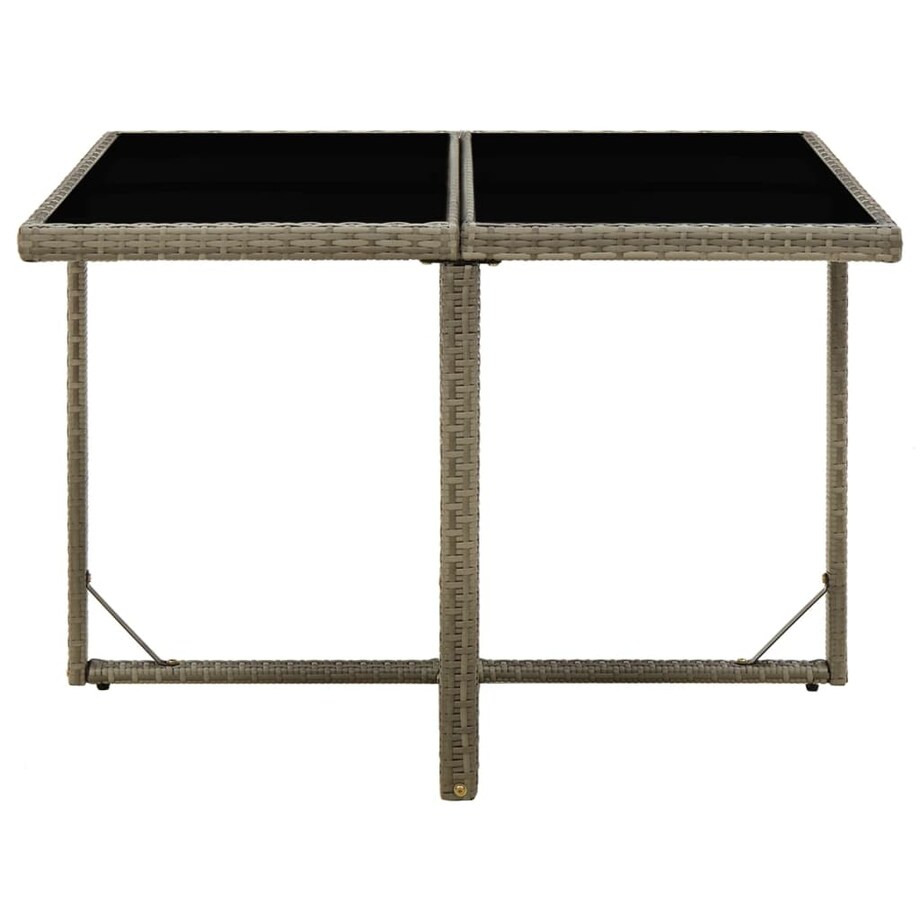 vidaXL Stół ogrodowy, szary, 109x107x74 cm, polirattan i szkło
