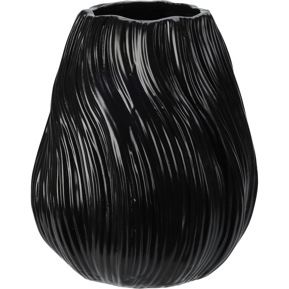 Porcelanowy wazon prążkowany, 15 x 18 cm