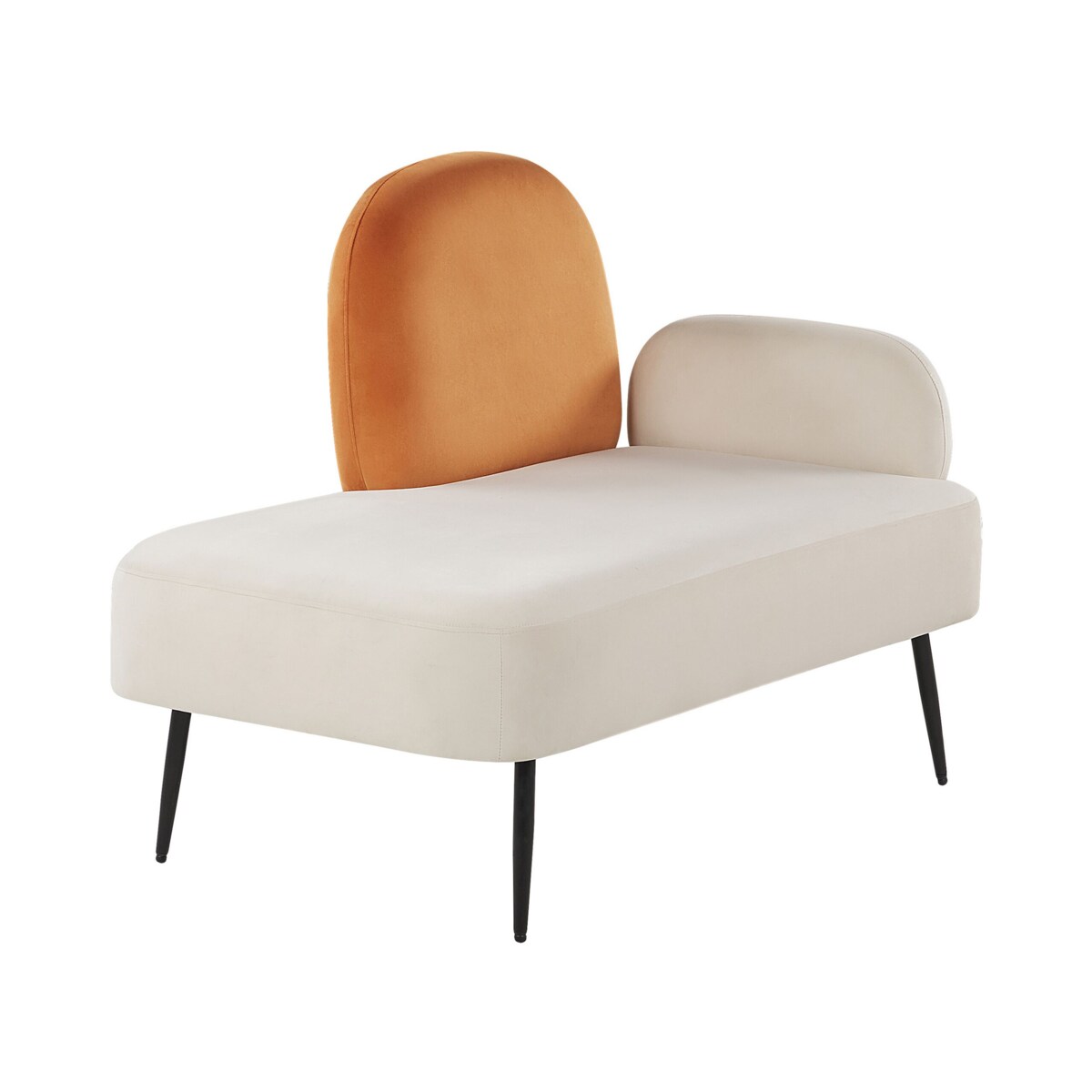 Szezlong welurowy prawostronny biały ARCEY