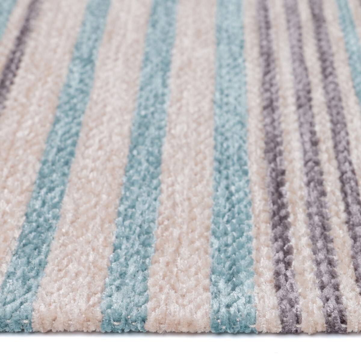 Dywan Laos Chenille 65x160 cm paski beżowo-turkusowe