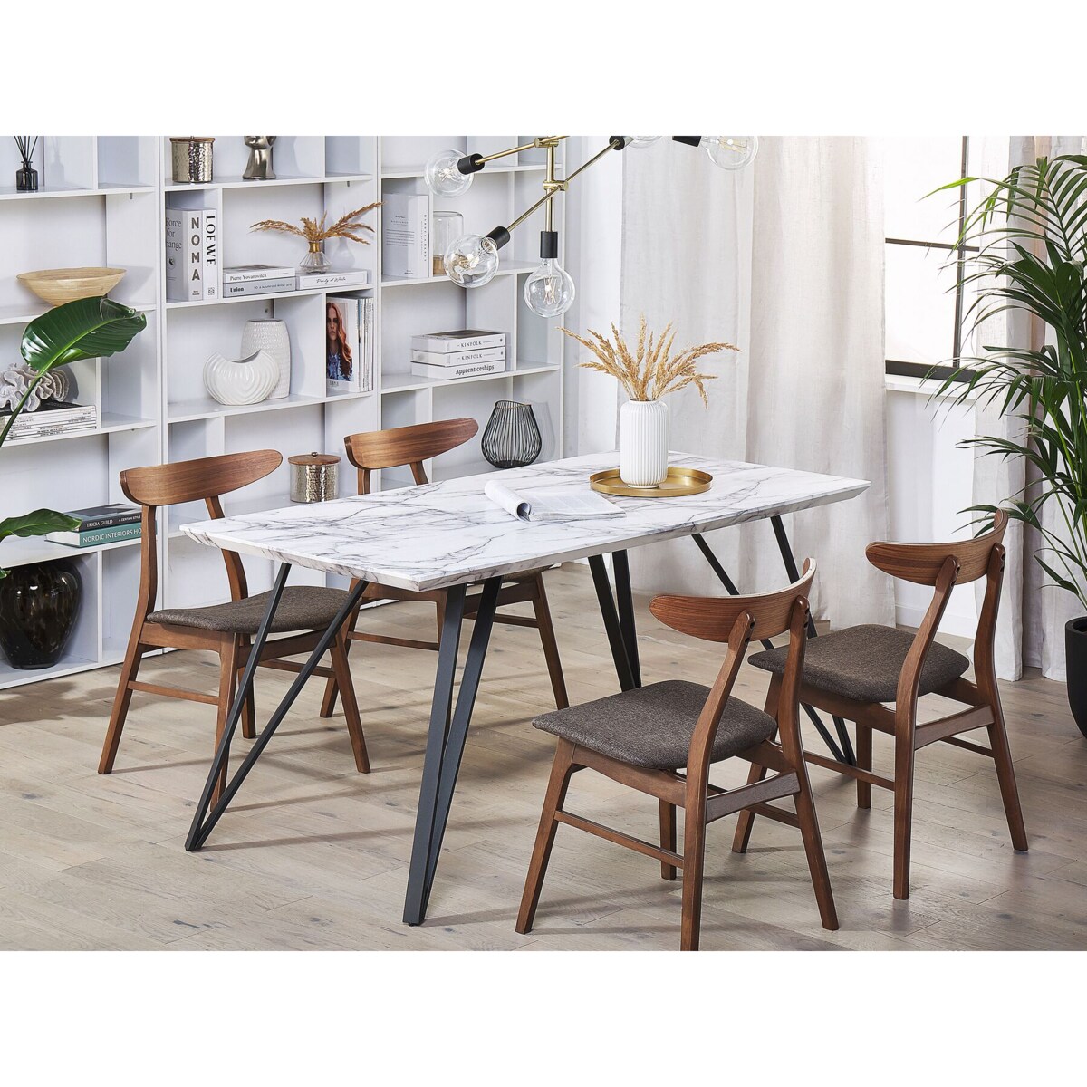 Stół do jadalni 150 x 80 cm efekt marmuru biało-czarny MOLDEN