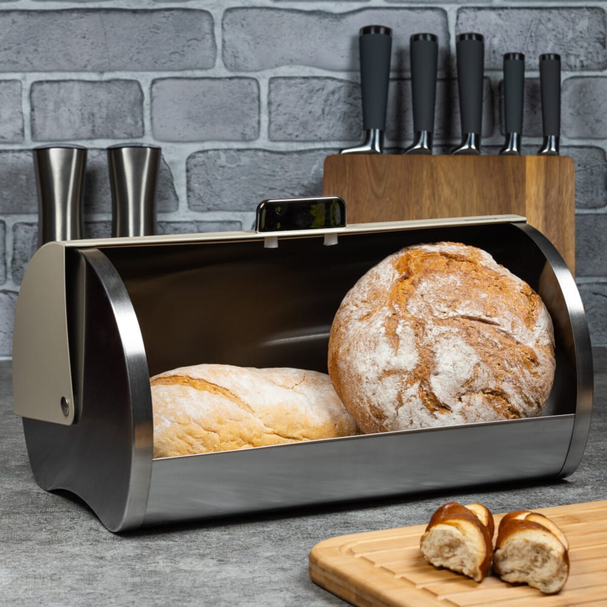 Chlebak stalowy pojemnik na chleb pieczywo bułki KLAUSBERG