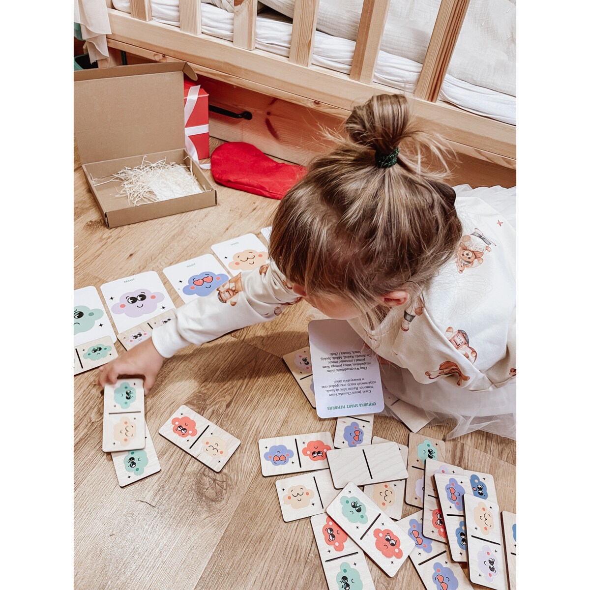 Gra domino drewniane obrazkowe dla dzieci - Emocje
