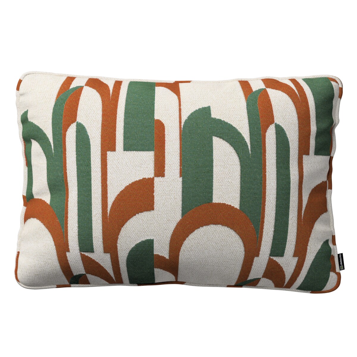 Poszewka Gabi na poduszkę prostokątna 60x40 zielono-czerwony wzory na kremowym tle