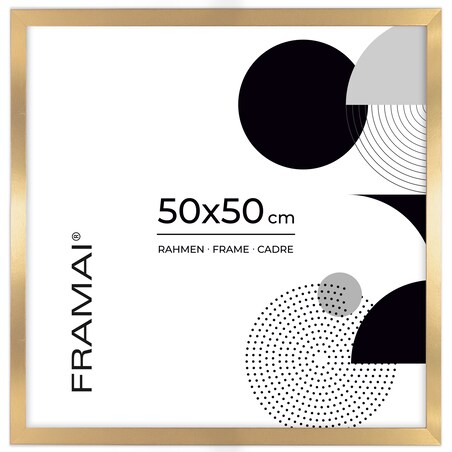 Ramka na zdjęcia 50x50 cm złota rama MDF z plexi do powieszenia pion poziom klasyczna kwadratowa ramka FRAMAI®