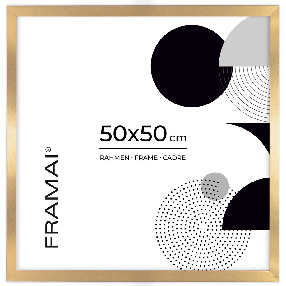 Ramka na zdjęcia 50x50 cm złota rama MDF z plexi do powieszenia pion poziom klasyczna kwadratowa ramka FRAMAI®