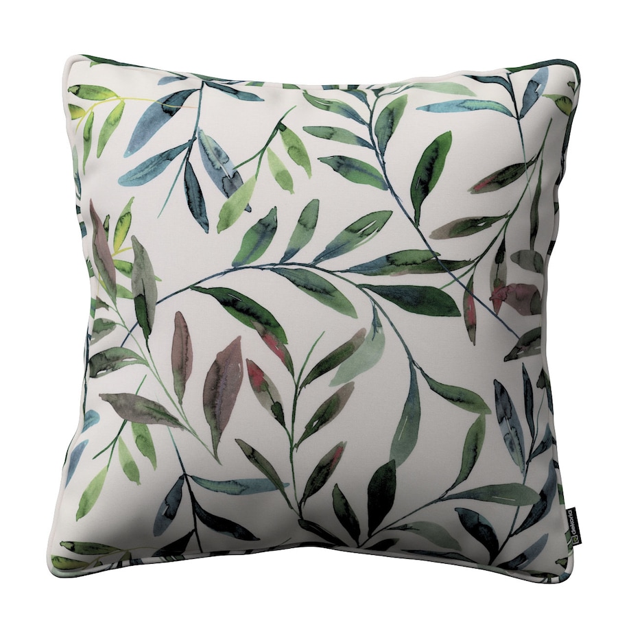 Poszewka Gabi na poduszkę 45x45 zielone gałązki na białym tle