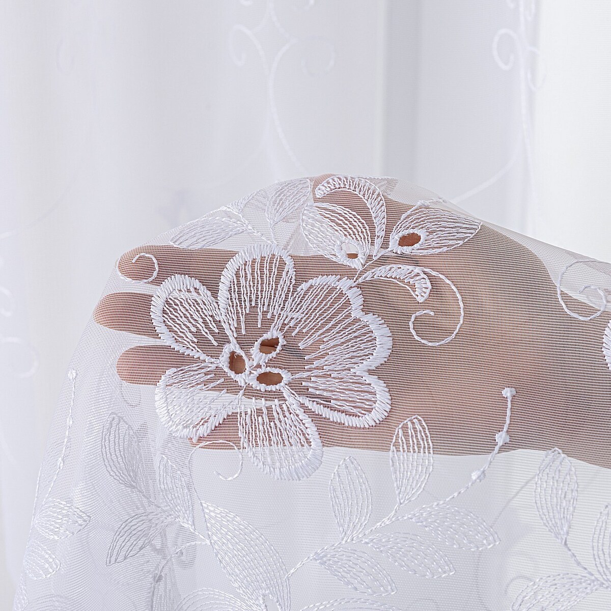 Firana na haczykach flex podwójnych 300x245 biały ze wzorem