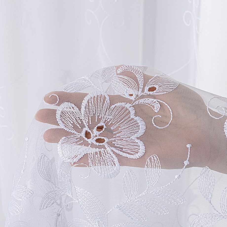 Firana na haczykach flex podwójnych 300x245 biały ze wzorem