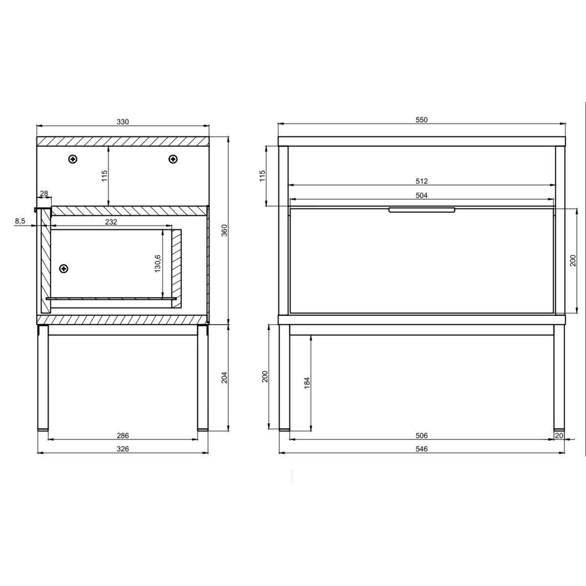 Szafka nocna Austin kaszmir & czarna