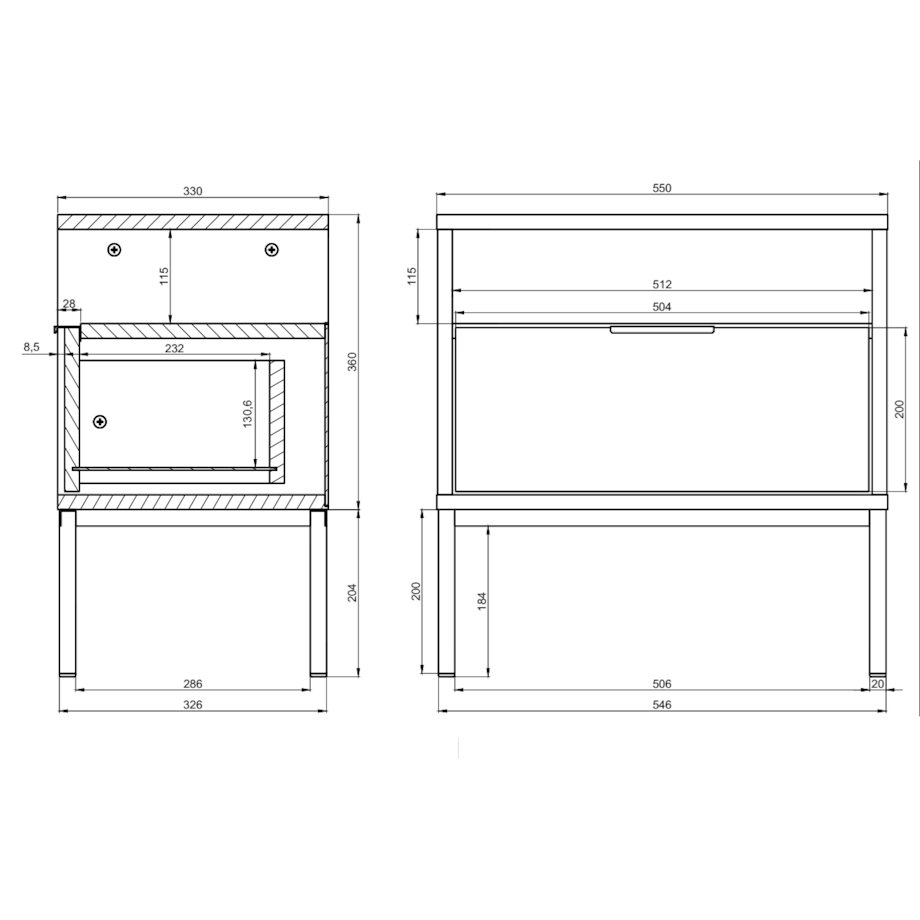 Szafka nocna Austin kaszmir & czarna