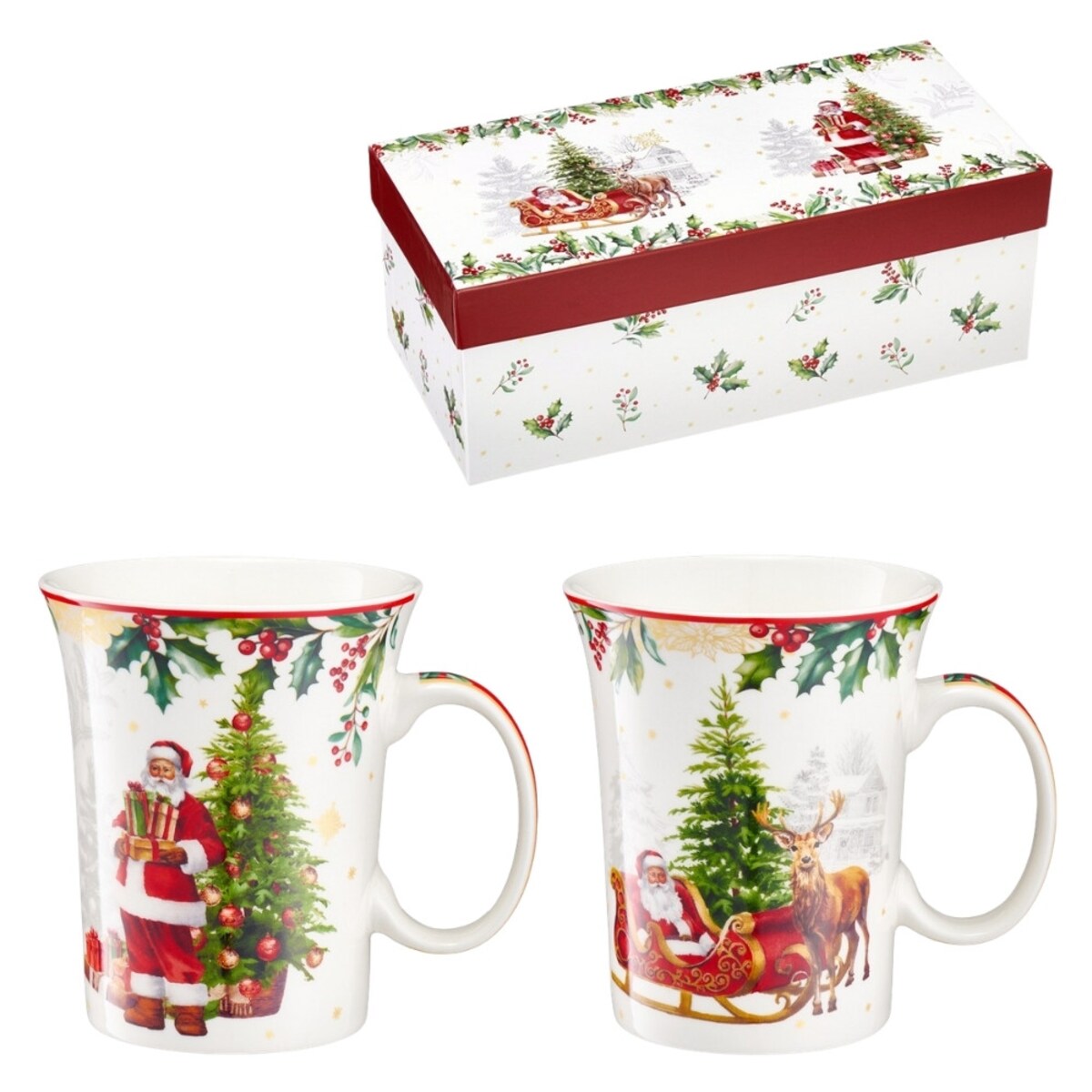 VILLA ITALIA Kubki świąteczne zestaw 2 sztuki porcelanowe FROZEN NOEL