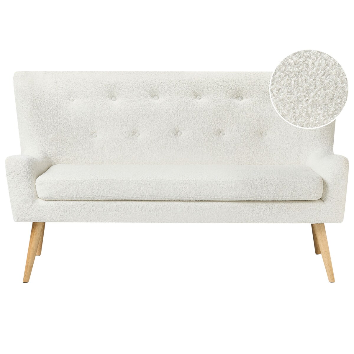 Ławka 2-osobowa boucle biała SKIBBY