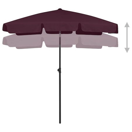 vidaXL Parasol plażowy, bordowy, 180x120 cm