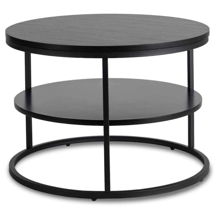 Stolik Kawowy Okrągły Loft Czarny Industrialny Ława Okrągła Czarna BEST