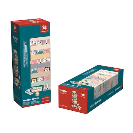 Jakie to zwierzę? Drewniana wieża z klocków – gra zręcznościowa dla dzieci 36 mies.+ Top Bright