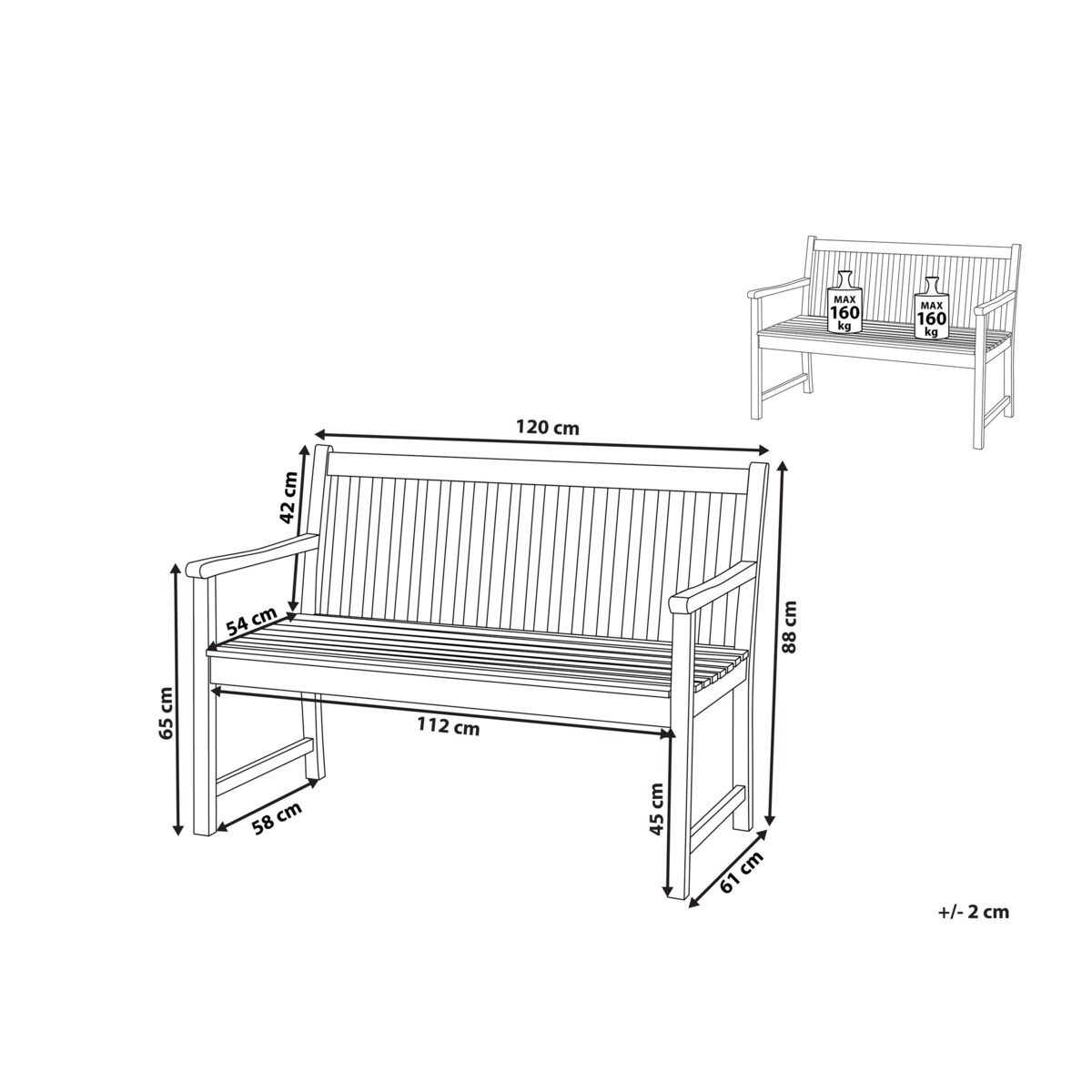 Ławka ogrodowa z certyfikowanego drewna 120 cm VIVARA