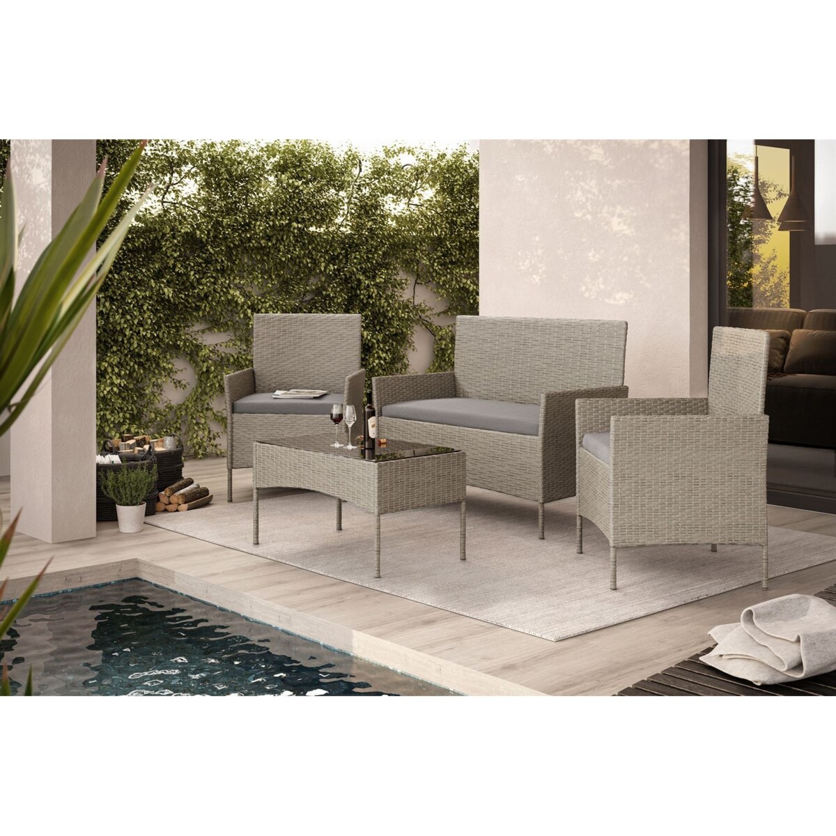 Zestaw mebli rattanowych PERGOLA szary