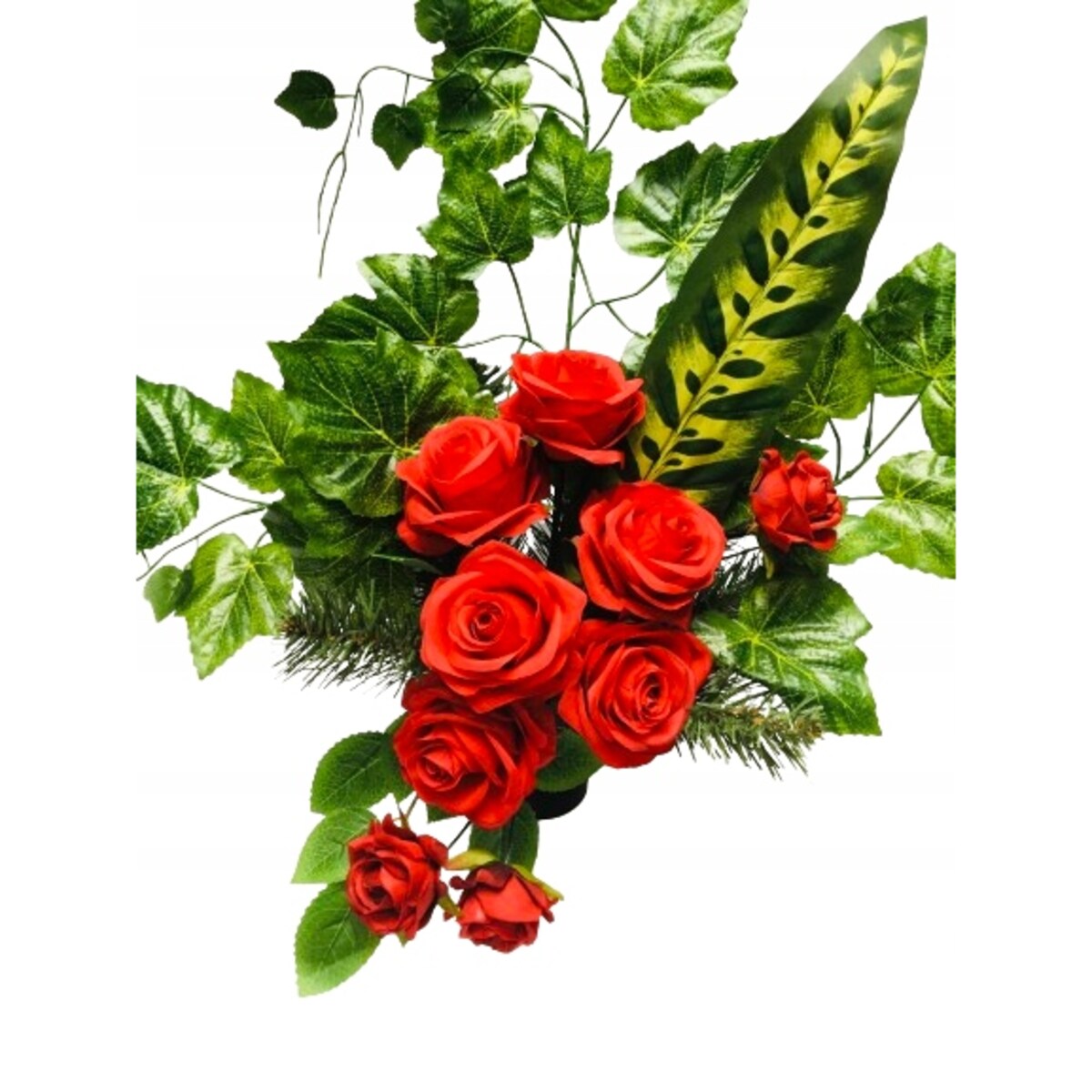 GOTOWY STROIK RÓŻA czerwona wkład do flakonu wiązanka na cmentarz KWIATY