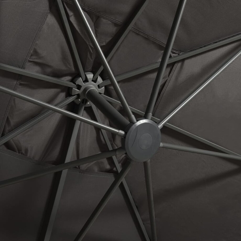 vidaXL Parasol wiszący z lampkami LED i słupkiem, antracytowy, 300 cm