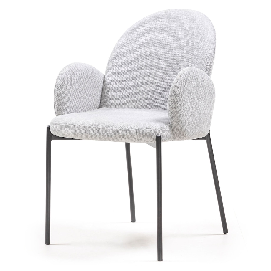 Krzesło tapicerowane szare metalowe nogi Holia