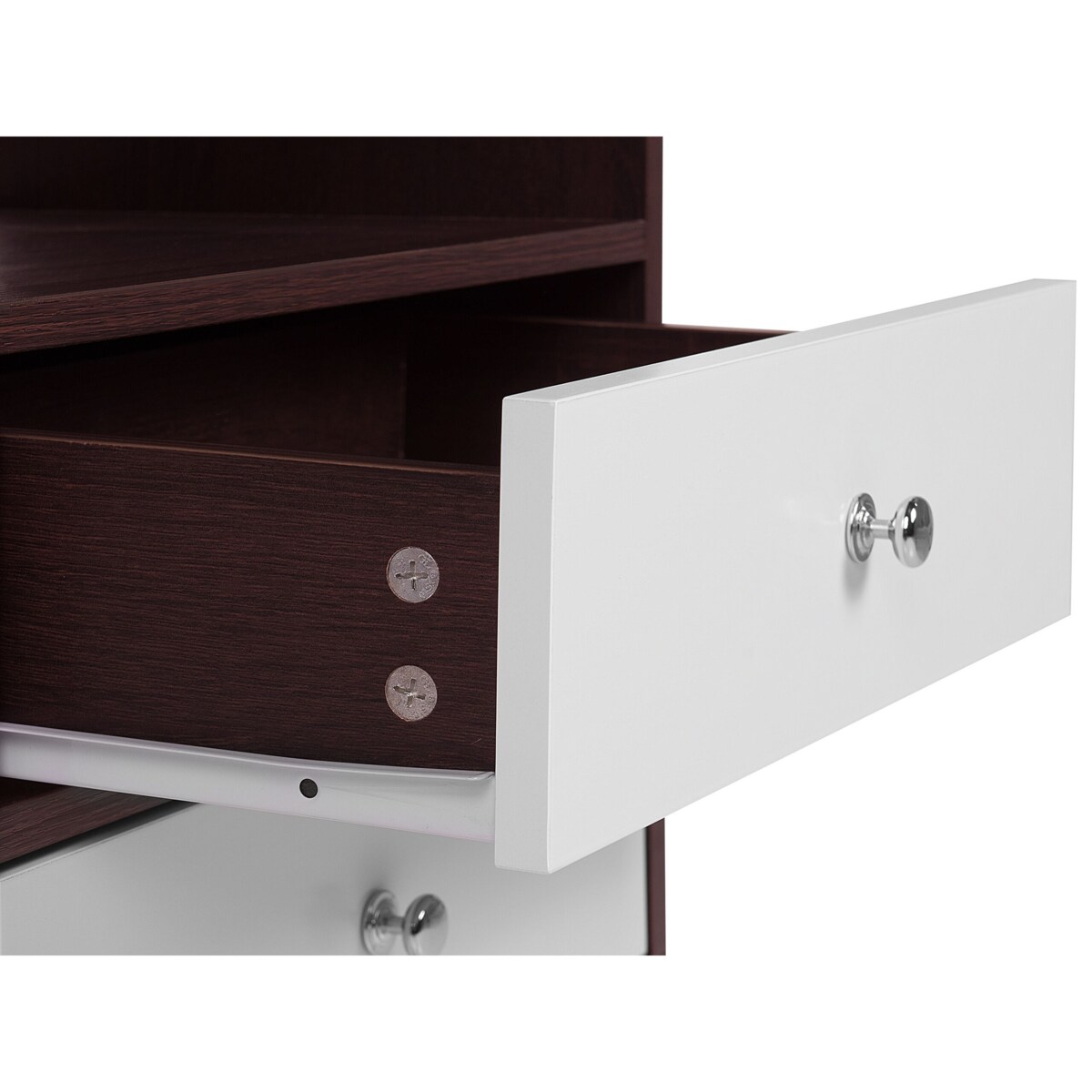 Szafka nocna 2 szuflady ciemne drewno z białym ARVIN