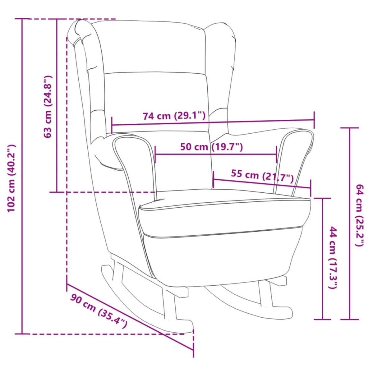vidaXL Fotel bujany z uszak, różowy aksamit i lite drewno