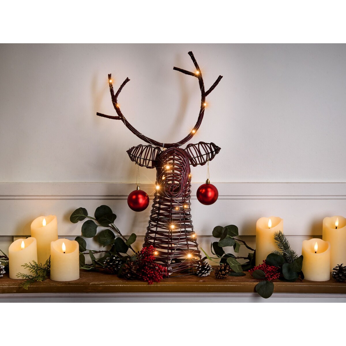 Dekoracja świąteczna LED DYBESO Renifer 60 cm Ciemnobrązowy