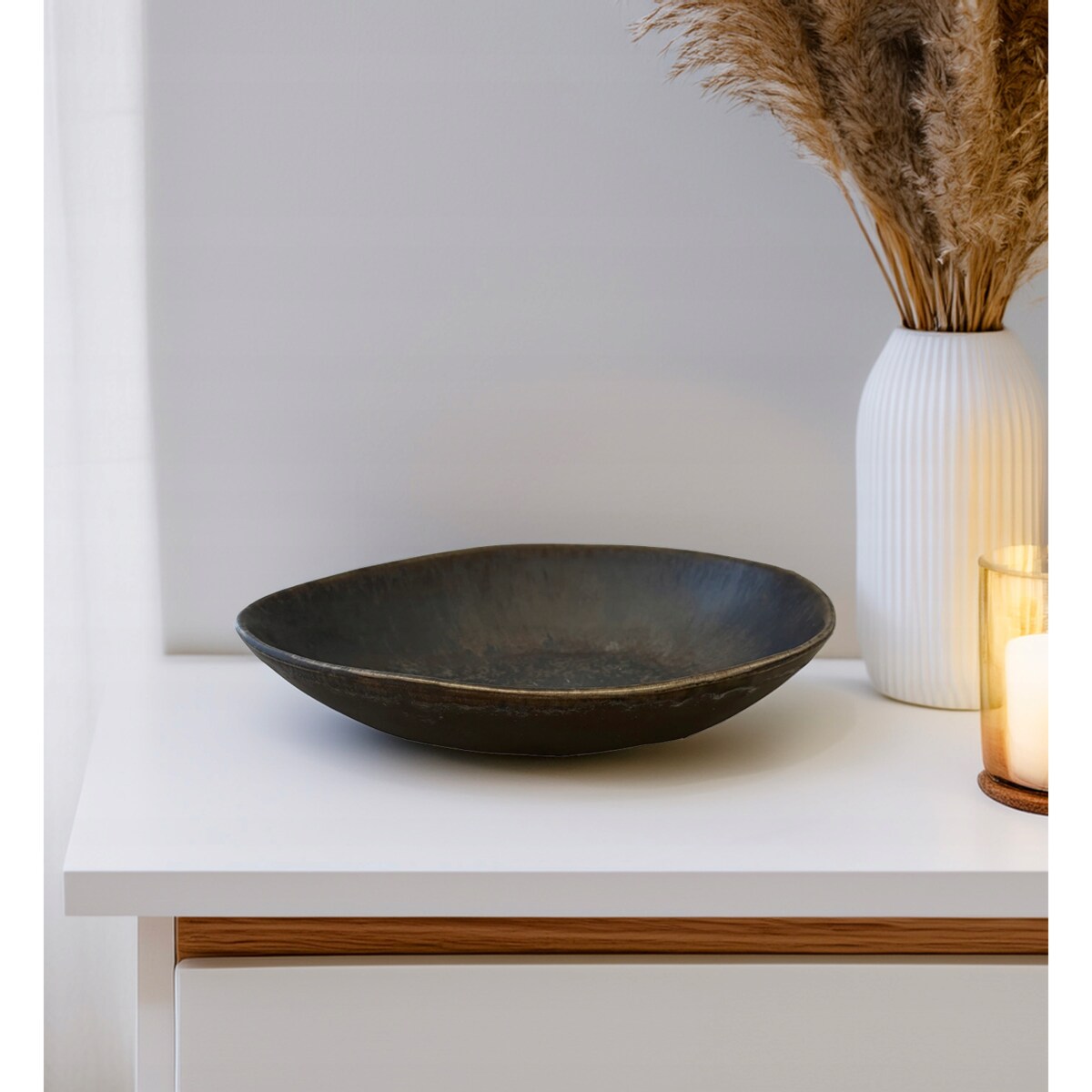 PÓŁMISEK NA PRZEKĄSKI wędliny jajka GŁĘBOKI brązowy owalny ceramiczny 24cm