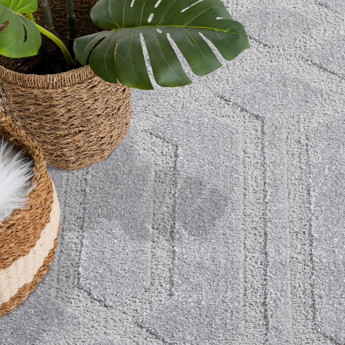 Dywan nowoczesny skandynawski high low Flaire 1380 szary 80x150