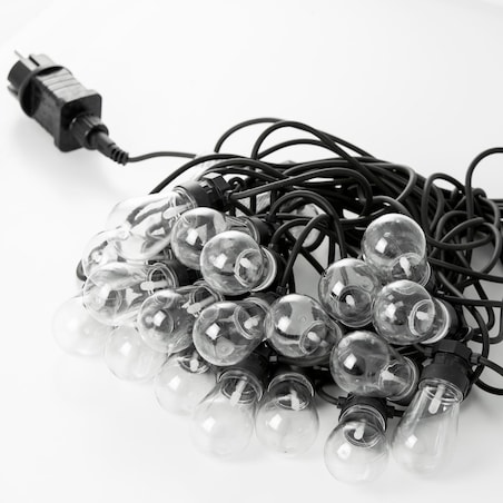 Lampki balkonowe na sznurze 12,5 m, 20 lampek, ciepłe światło LED