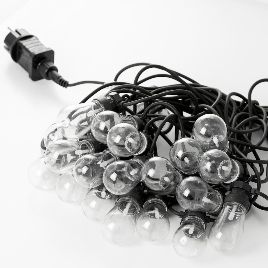Lampki balkonowe na sznurze 12,5 m, 20 lampek, ciepłe światło LED