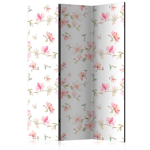 Parawan akustyczny Kwiaty 135x172 cm 3-częściowy biały