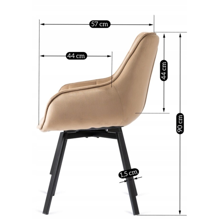 Krzesło Tapicerowane Do Jadalni Kuchni Salonu Obrotowe 360 Beżowe LUNA