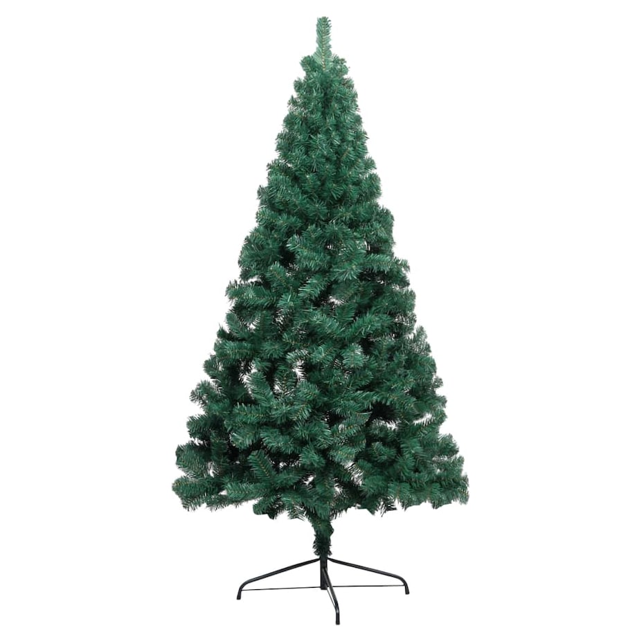vidaXL Choinka z lampkami i bombkami, połówka, zielona, 240 cm
