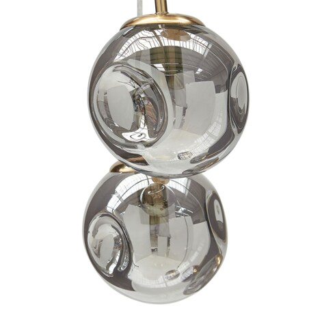 Lampa wisząca szklana 5-punktowa przezroczysta z mosiężnym RALFES