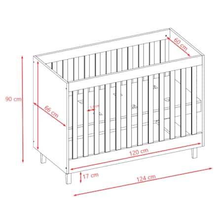 Łóżko Kubi szare niemowlęce bez szuflady bez materaca 124/66