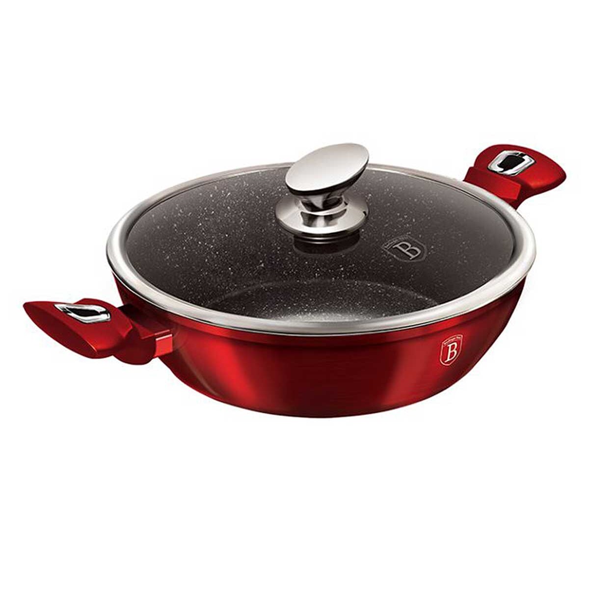 Garnek z powłoką granitową wok 32cm 4.9L BERLINGER HAUS Metallic Burgundy