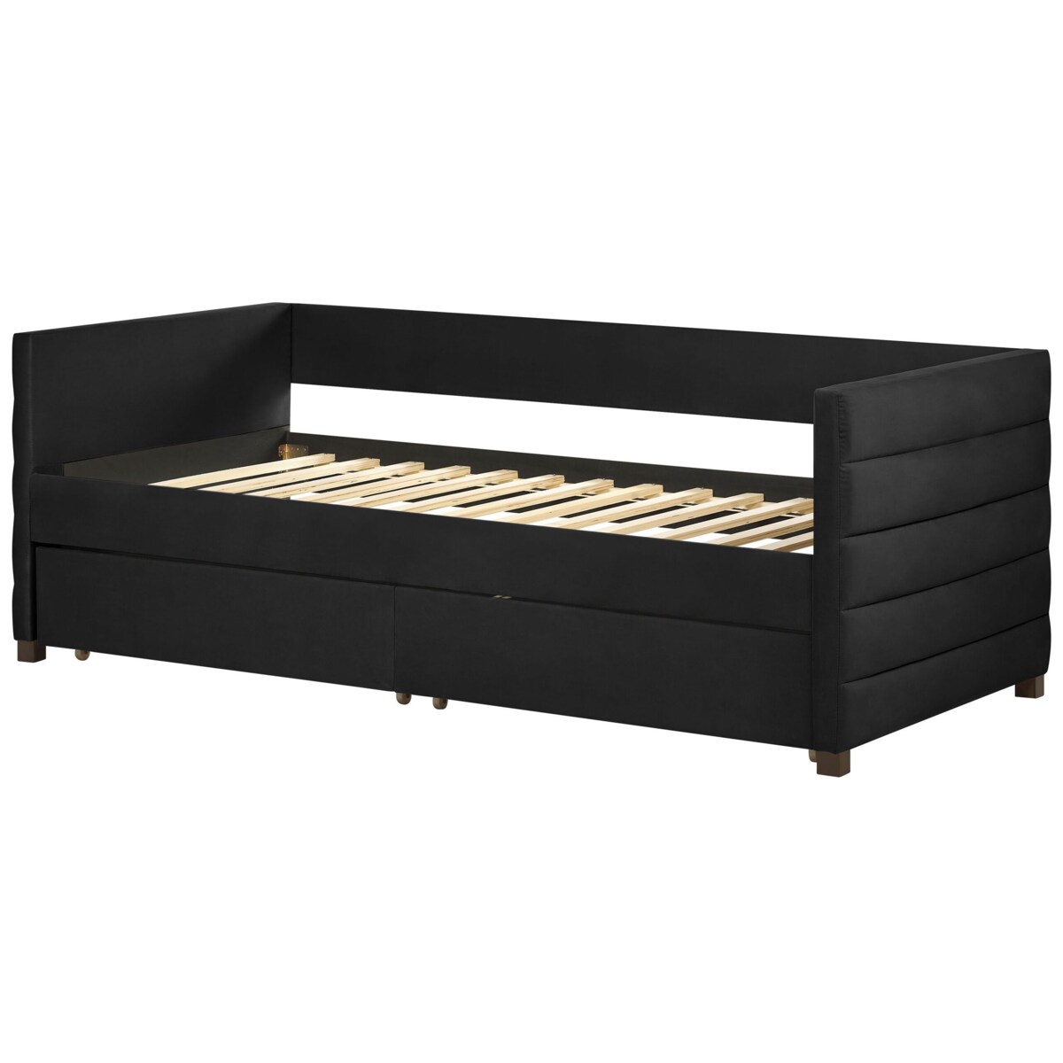 Łóżko dzienne welurowe 90 x 200 cm czarne MARRAY