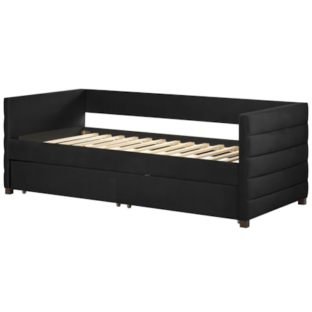 Łóżko dzienne welurowe 90 x 200 cm czarne MARRAY