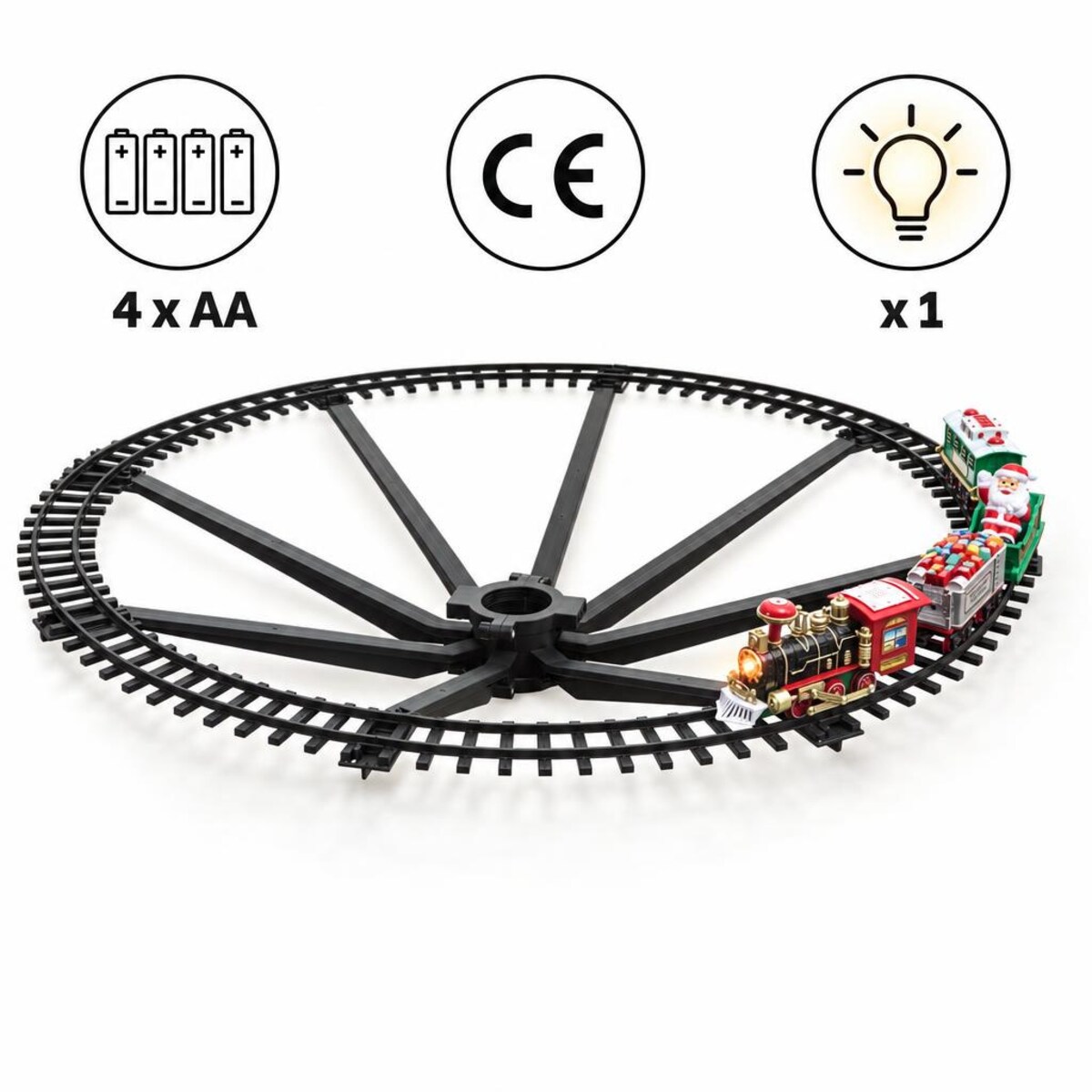 Kolejka na choinkę z torami, na baterie, Ø 87,7 cm, 23 elementy, LED, tworzywo sztuczne