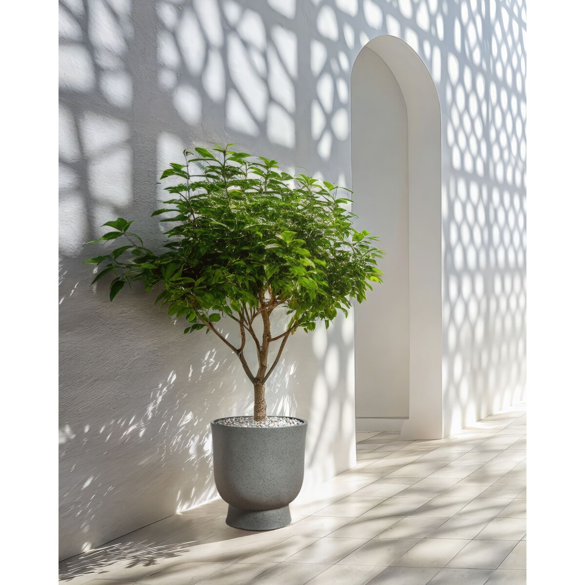 Doniczka 36 x 36 x 39 cm szara GINKGO