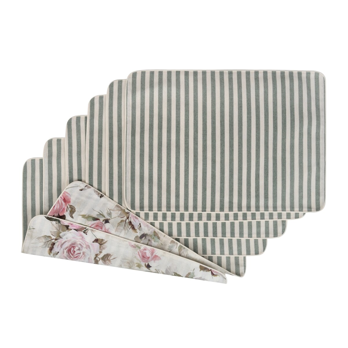 Dwustronne podkładki z motywem kwiatowym i eleganckich pasów Rose Garden & Stripes – komplet 6 szt.